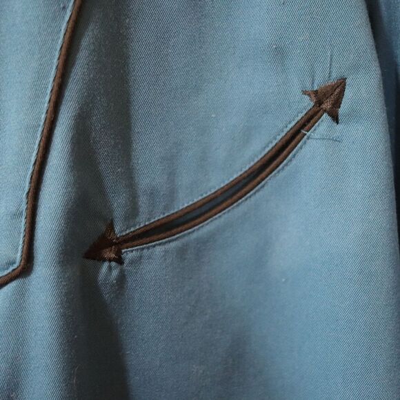 Scully Vintage Blue Western Pearl Snap Rockabilly Mens Snap Button Shirt LG - Picture 12 of 16